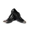 Sapatos masculinos artesanais Golden Pointed Iron Toe Vestido de Couro Sapatos Homens Formal Business Business Men Sapatos 6.5cm Saltos Altos