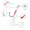 50pcs/bag Fishing Lure Slow Jigging Fishings Cast Jigs Assist Hook Barbed Single Jig Hooks Thread Feather Pesca High Carbon Steel