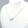 Mode acier inoxydable chaîne collier arc or argent couleur cubique zircone colliers femmes bijoux cadeau 47.5cm de Long, 1 PC