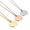 Stainless Steel Round Pendant Necklace Creative Blank DIY Necklace Fashion Jewelry Accessories Valentine's Day Gift