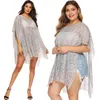 H80S90 Regelmatig en plus groot formaat Women Beach Kaftan Swimsuit Cover Up Lady Pareo Swimwear Loose Lace Perspectief Vrouwelijke Sarongs