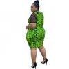 Groothandel Plus Size Kleding Sexy Jurken Party Night Club Dames Groene Leopard Boho Werk Zomer 210525