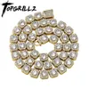 Topgrillz Iced Clustered Tennis Chain Halsband i Gul / Vit Guld (10mm) Med Vårlås Hip Hop Fashion Smycken