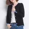 Vit svart solid sweater cardigans jacka damer kvinnor tjock tröja kappa v-nacke cardigan jacka coat outwear 210604