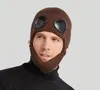 Pilot glazen beanie voor mannen en vrouwen schedel caps met masker pluche dikke wollen hoeden winter winddicht gebreide dop