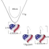 New Fashion Rhinestone American Flag Necklaces för Kvinnor Star Heart Shape Kvinnors Örhängen Gåvor Smycken Ställer in Factory Outlet Q0709
