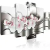 Vägg klistermärken Dekaler väggmålning 5 stycken vita rosa orkidéer DIY Självhesiv vattentät tapeter affisch för tryckkonst bild hem inredning