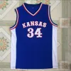 Nikivip Kansas Jayhawks Wilt Chamberlain Jersey Hommes College Joel Embiid 21 Paul Pierce 34 Andrew Wiggins University Blue White Basketball Jersey