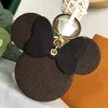 Fashion Plaid Mouse Bow Keychains Pu Leather Animal Bag Pendant Charm Girls Cars Keyrings Chains Holder for Women Key Rings with box