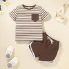 Kinder Kleidung Set Junge Sport Kleidung Anzug Streifen T-shirt Kurze Hosen 2 Teile/satz Sommer Boutique Kinder Anzüge WMQ1350