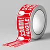 2.5*4.5cm 4 Different Fragile Paper Packing Sticker Label Printed Red and White Self Seal Rolling Warning Stickers