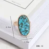 Cluster Ringen Mode Ovale Zeshoek Kallaite Healing Crystal Blue Stone Ring Geometrische Vergulde Vinger Voor Vrouwen Sieraden Gift3048431