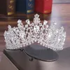 Luxe Hoofddeksels Crystal Waterdrop Barokke Kroon Strass Bruids Diamant Bruid Koningin Tiara Voor Vrouwen Bruiloft Haaraccessoires