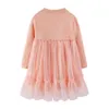 Mudkingdom Baby Girls Spring Automne Pull Robe Rib Knit avec Tulle Toddler Enfants es Vêtements 210615