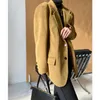 Mode Ginger Suit Jacket voor Vrouwen Herfst Winter Verdikte Vintage Designer Casual Dames Blazer Uitloper 210608