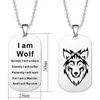 Mode Wolf Hänge Halsband Dubbelsidig Graverad I Am Fans Present Hund Tag Smycken Nyckelring Halsband