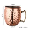 NEWCopper Mug Stainless Steel Beer Coffee Cup Moscow Mule Mug Rose Gold Hammered Copper Plated Drinkware sea shipping CCD8082