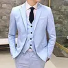 Neueste Mantel-Hose-Designs Beige Herrenanzug Prom Smoking Slim Fit 3 Stück Bräutigam Hochzeitsanzüge für Männer Benutzerdefinierter Blazer Terno Ma