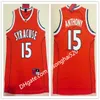 alta qualità Syracuse College NCAA # 15 Jersey Nero Bianco Mens Carmelo Anthony Basketball Maglie cucite Consegna veloce