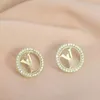 Stud Luxury Women Designer Earrings Ear Stud Brand 18K Gold Plated Designers Geometry Letters Crystal Earring Wedding Party Jewerlry Classic Style Gift