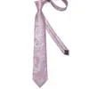 Pink Paisley Tie For Men % Silk Neck Tie Pocket Square Cufflinks Wedding Accessories Gift For Men Gravatas Dropshipping G220312