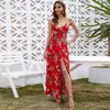 Vintage Sommerkleid weibliche Strandkleid Midi rückenfrei Polka Blumen bedruckt Frauen lange Sommer Boho Sexy 210524