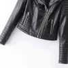 FitAylor Mulheres Motocicleta Faux Couro Casacos Ladies Streetwear Casaco Preto Manga Longa Outono Biker Zippers Outwear 211112