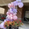 Decoração de festa 118 pcs Macaron Rosa Roxo Balões Arco Garland Kit Balão de Prata Chrome para Aniversário De Casamento