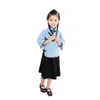 Moda bebê menina escola vestido ternos chinês tradicional graduação trajes crianças camisa de jumper + saias roupas terno Qipao set 210413