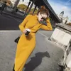 Yedinas Slim Dzianinowy sweter Solidna sukienka Bodycon z paskiem z długim rękawem Turtleneck Seksowne sukienki dla kobiet Midi Ciepłe Vestidos 210527