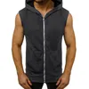 Men039s Gilets Hommes Fitness Sweats à capuche Débardeurs T-shirt sans manches Homme Entraînement Poches zippées Gilet à capuche Gilet Solid Unders3880372