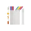 Stainless Steel Straw Reusable Straws Metal Drinking Straw Bar Drinks Party wine Accessories Straight&Bent style