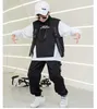 4-16 anni Bambini Hip Hop Autunno Abbigliamento Nero Bianco Top Gilet Pantaloni da ballo per ragazze Ragazzi Costumi di danza Abiti da ballo X0902