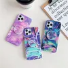 Marble Cases for iPhone 13 12 Pro Max 11 XR XS 7 8 SE2020 Samsung S22 Plus Ultra S21 FE A13 A33 A53 A72 Shockproof Electroplating Soft TPU Bracket Phone Case