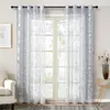 Tulle Curtain Voile Window Treatments Draperies Geometric Flowers Modern Window Sheer Curtain for Living Room Bedroom Kitchen 210712