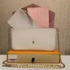 Topp 3st Set Women Classic Luxury Designer Handbag Pochette Felicie Bag äkta läder axelkoppling Tote Messenger Purse Crossbody Bag