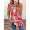 T-shirt da donna 2022 T-shirt da donna estiva con stampa tie-dye Halter Off spalla T-shirt casual senza maniche Boho Beach Fashion Plus T-shirt femminili