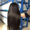 Długa prosta dla czarnych kobiet z pierwotnych koronek z przodu ludzkie włosy plecione Wig9962114
