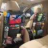 Organizador de asiento trasero de coche con soporte para tableta con pantalla táctil + 9 bolsillos de almacenamiento, alfombrillas, protectores de respaldo de asiento de coche para niños pequeños