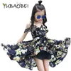 YUBAOBEI été filles hors épaule robe enfants Style bohème sans manches en mousseline de soie fleur robe vêtements pour filles 12 ans Q0716