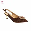 Dress Shoes Nigerian Women And Bag Set In Coffee Color High Quality Design Italian Ladies Pumps For Christmas Party