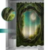 Cortinas de chuveiro árvores da selva de fantasia Lua estrelada Princo de tecido de poliéster casa decoração de banheiro grande cortina à prova d'água