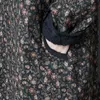 Johnature Winter Proste Wygodne Kwiatowe Print Koreański Luźna Pluszowa Suknia Casual Retro Długie Rękaw Kobiety Suknie Bawełniane 210521