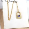 10Pcs Gold-color Enamel Lock Pendant Necklace For Women Heart Padlock Pendant Necklace Female Fashion Jewelry X0707