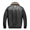 Mäns Real Leather Jacket Fashion Slim Moto Bike Style Pilot Fur Coat Casual Ull Turn-Dowm Fur Collar Äkta Läderjacka 211008