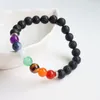 Beaded armband Strängs Natursten Smycken 7 Chakra Ångest Essentiell oljediffusor för kristna gåvor