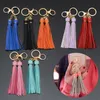 Keychains 1pcs Fashion Creative Baotou Leather Double Tassel Keychain Long Car Ornament Pu Bag Hanger S78 Smal22