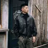 Retro młodzież miękka skóra męska luźna koreański lokomotywa garnitur taktyczny kurtka bombowiec przystojny ponadgabarytowy streetwear płaszcz 211111