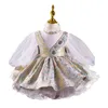 Girls Spanish Floral Ball Gown Baby Royal Lolita Princess Dresses Infant Lace Birthday Christening Dress Girl Boutique Clothes 210615