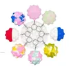 NEW3D Kids Tie Dye Bubbles Vent Ball Toy Decompressione per bambini Press Bubble LED Rainbow Squishy che rimbalza regali RRF12309